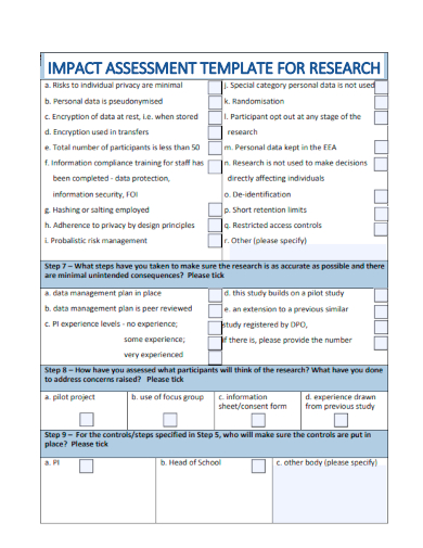 sample impact assessment template for research