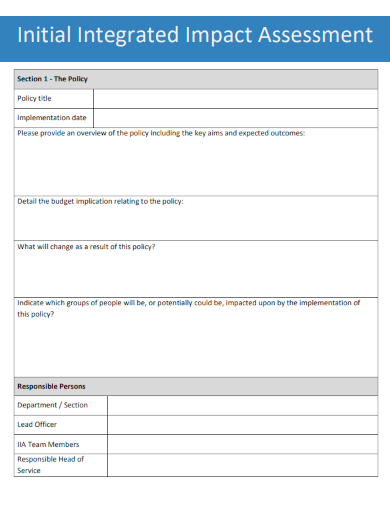 sample initial integrated impact assessment template
