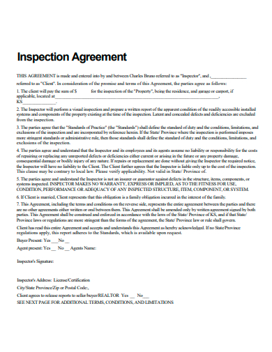 sample inspection agreement template