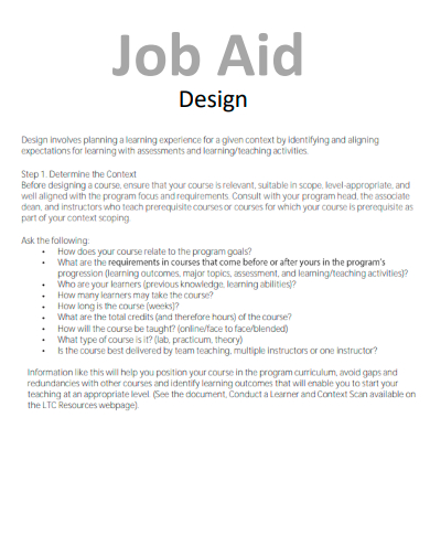 sample job aid design template