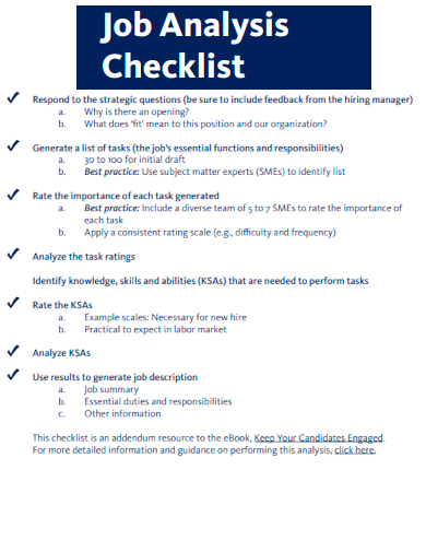 sample job analysis checklist template