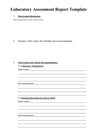 sample laboratory assessment report template