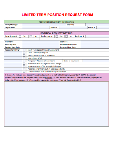 sample limited term position request form template