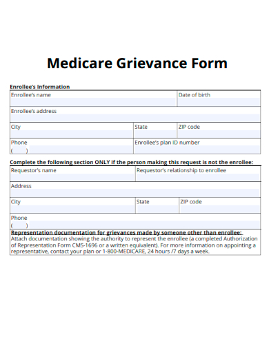 sample medicare grievance form template