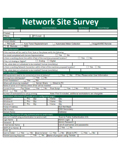 sample network site survey form template