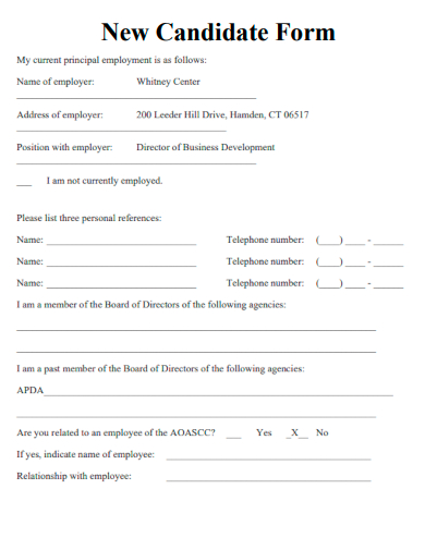 sample new candidate form template