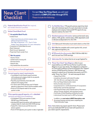 sample new client checklist template