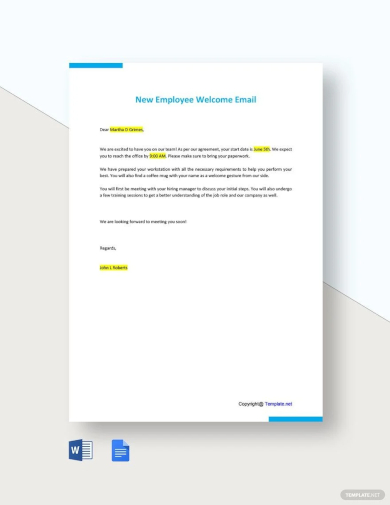 sample new employee welcome email template