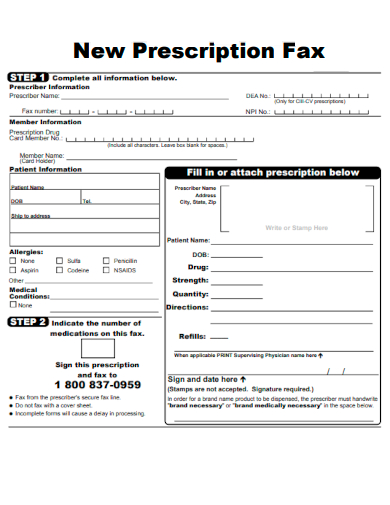 sample new prescription fax template