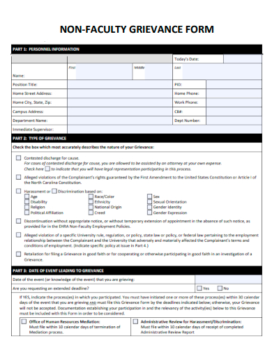 sample non faculty grievance form template