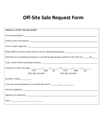 sample off site sales request form template