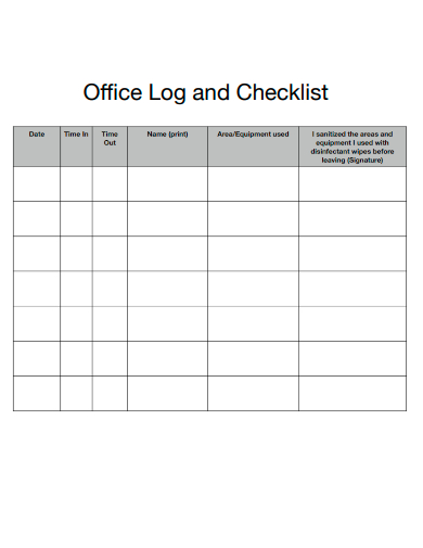 sample office log checklist template