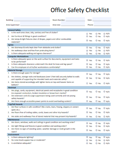 sample office safety checklist template