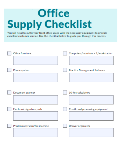 sample office supply checklist template