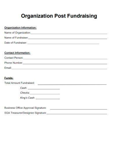 sample organization post fundraising template
