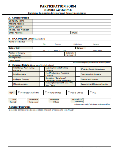 sample participation form template