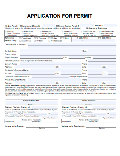 sample permit application basic template