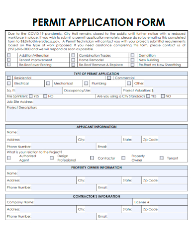 sample permit application form template