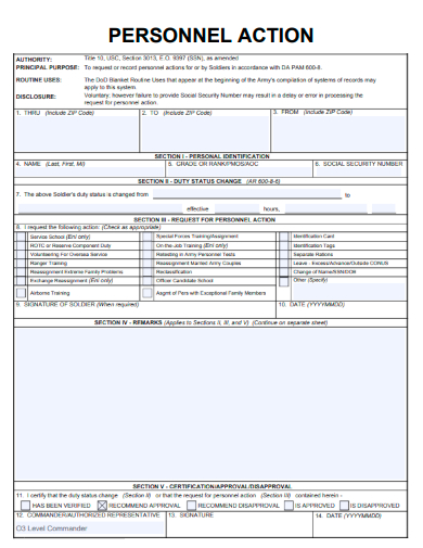 sample personnel action editable form template