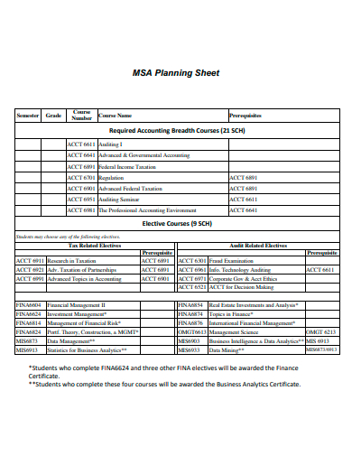 sample planning sheet template