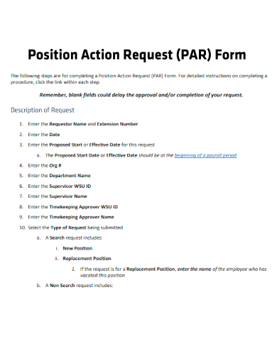 sample position action request form template