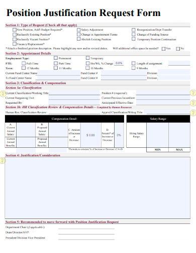 sample position justification request form template