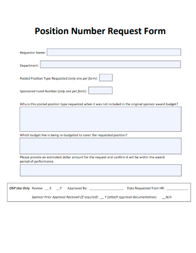 sample position number request form template
