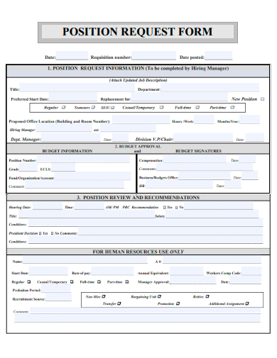 sample position request form blank template