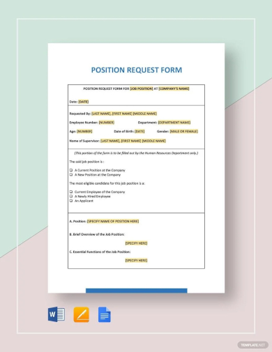 sample position request form template