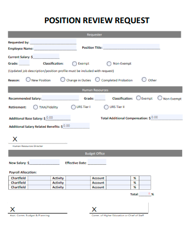 sample position review request form template