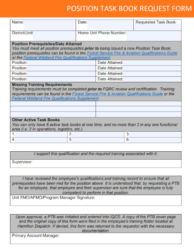 sample position task book request form template
