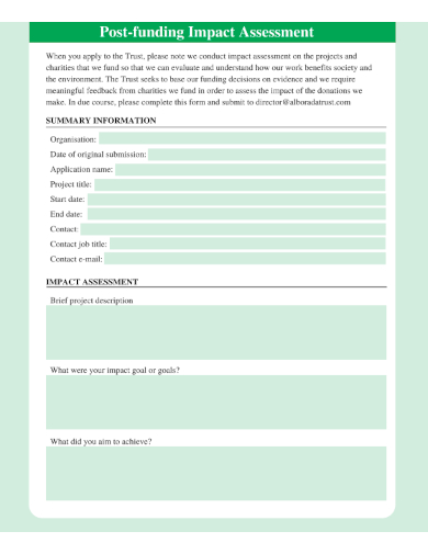 sample post funding impact assessment template