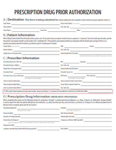 sample prescription drug prior authorization template