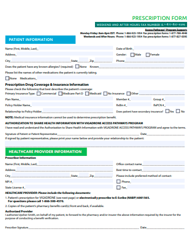 sample prescription form template