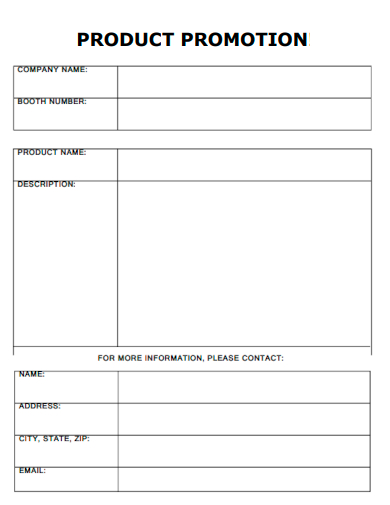 sample product promotion form template