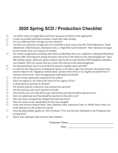 sample production checklist template
