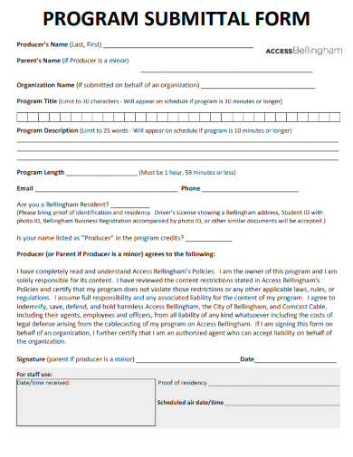 sample program submittal form template