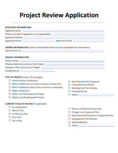 sample project review application template