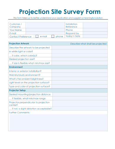 sample projection site survey form template
