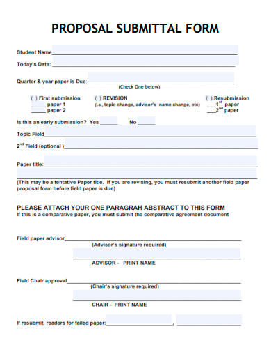 sample proposal submittal form template
