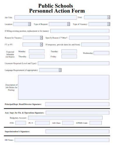 sample public school personnel action form template