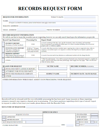 sample records request form template