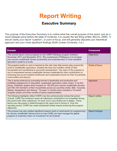 sample report writing executive summary template