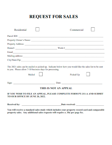 sample request for sales form editable template