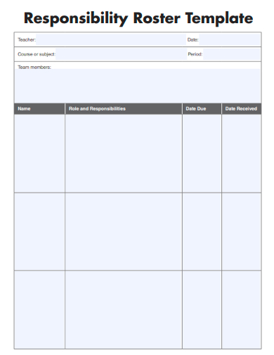 sample responsibility roster template