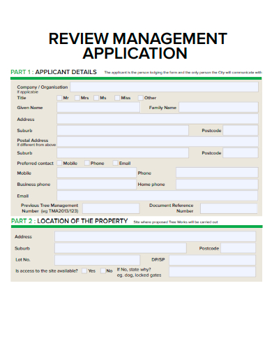 sample review management application template