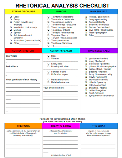 sample rhetorical analysis checklist template