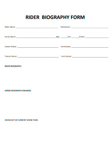 sample rider biography form template