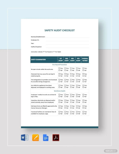sample safety audit checklist template