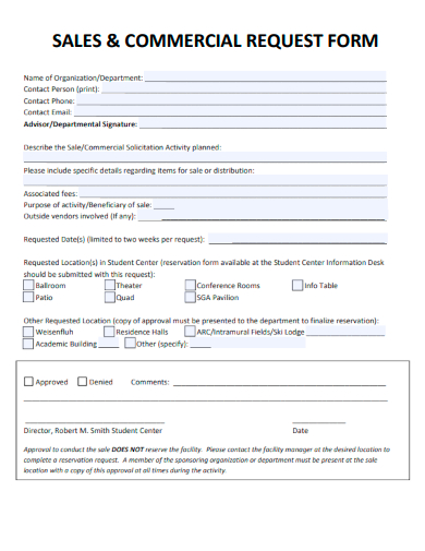 sample sale commercial request form template